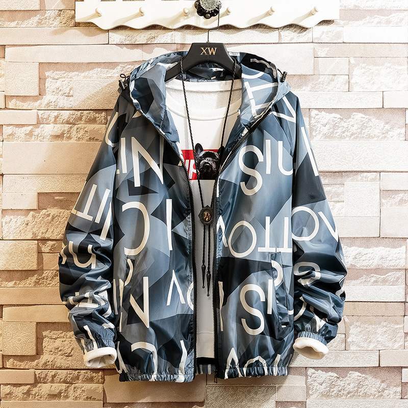 Men Casul Streetwear Hooded Printing Coats