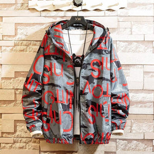 Men Casul Streetwear Hooded Printing Coats