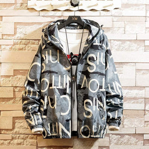 Men Casul Streetwear Hooded Printing Coats